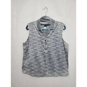 Jamie Sadock 100% Cotton Space Dye Grey Collared Quarter Zip Golf Tank Top Sport